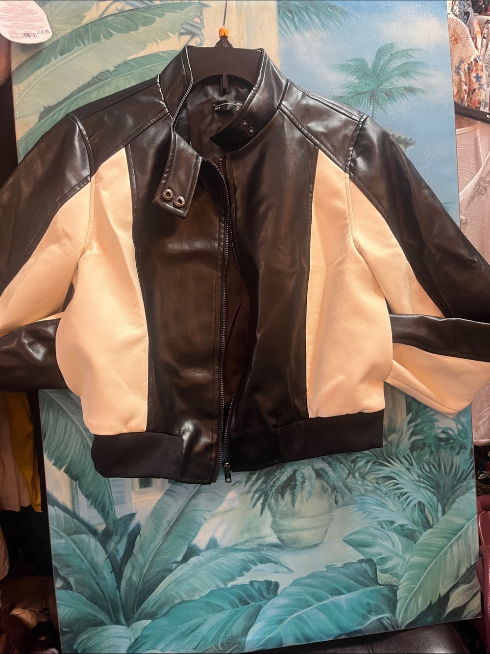 Dazy Black Faux Leather Bomber Jacket size M - Picture 7 of 7